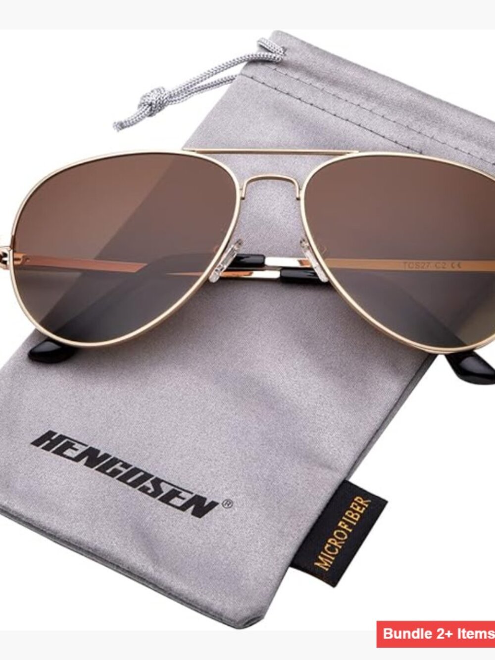 Polarized Aviator Sunglasses with Metal Frame, UV 400 Protection, Spring Hinges